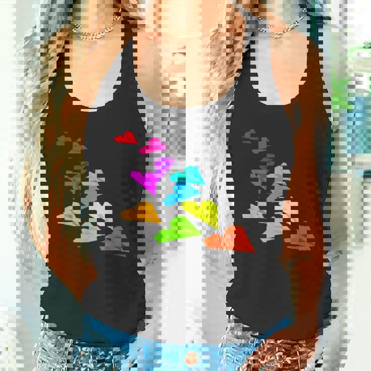 カラフルな紙飛行機デザイン 飛行機愛好家向け タンクトップ