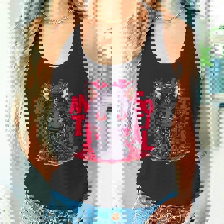 カワイイアニメ ゴシックキャット 反社会的 内向性 メンヘラ タンクトップ