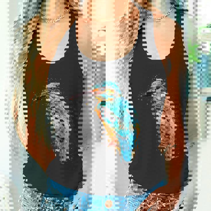 カワセミ 鳥 野生動物 動物 水彩 芸術的 ペインティング タンクトップ