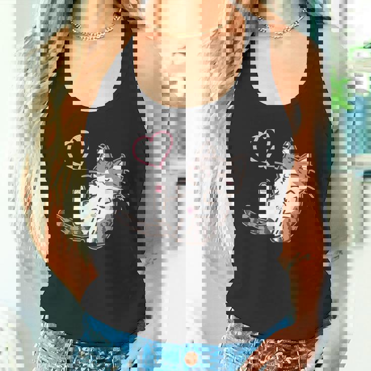 キジ白猫ぐっすり眠る猫ちゃん 猫好き タンクトップ