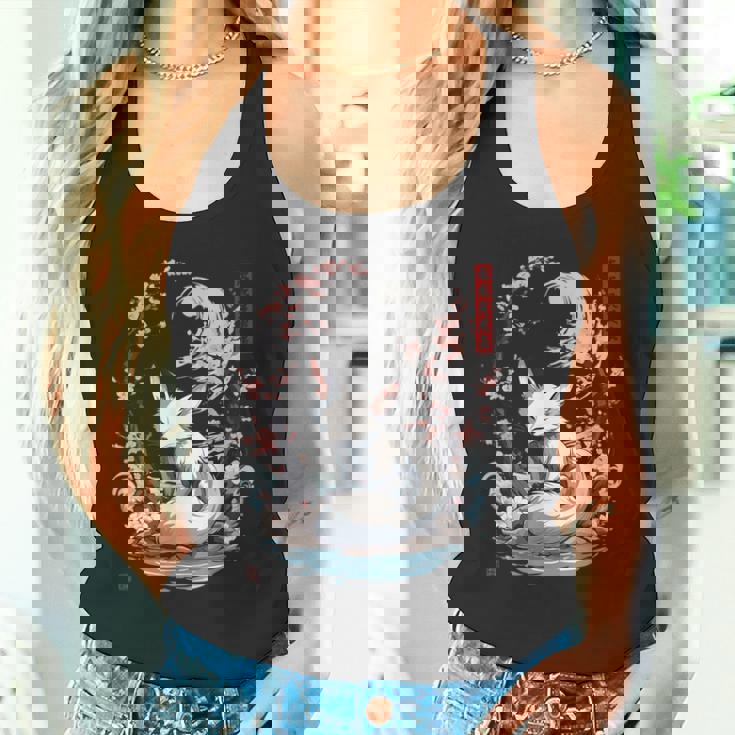 キツネ 妖怪 白狐 幽霊 浮世絵 ヴィンテージ タンクトップ