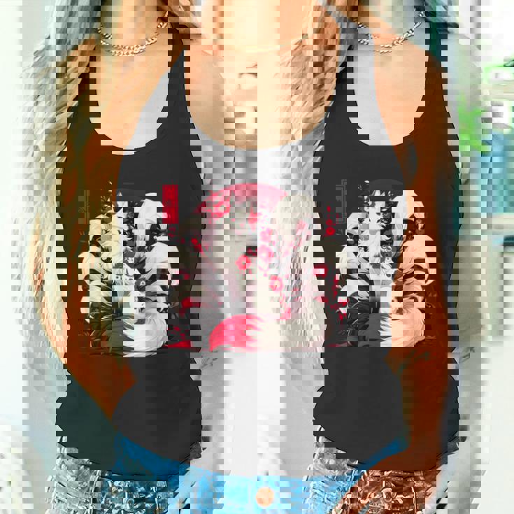 キツネ キツネ 赤いクモユリ 花 日本の九尾キツネ タンクトップ