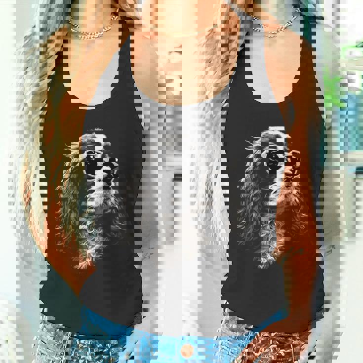 キャバリア・キング・チャールズ・スパニエル犬とサングラス タンクトップ