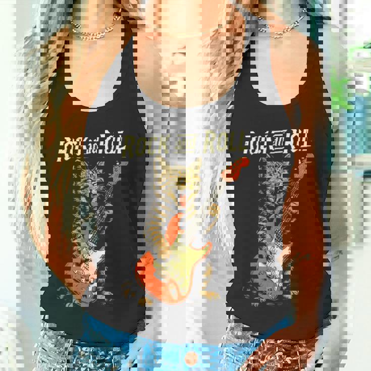 ギターを弾くロックな猫 音楽好き猫好き向けデザイン タンクトップ