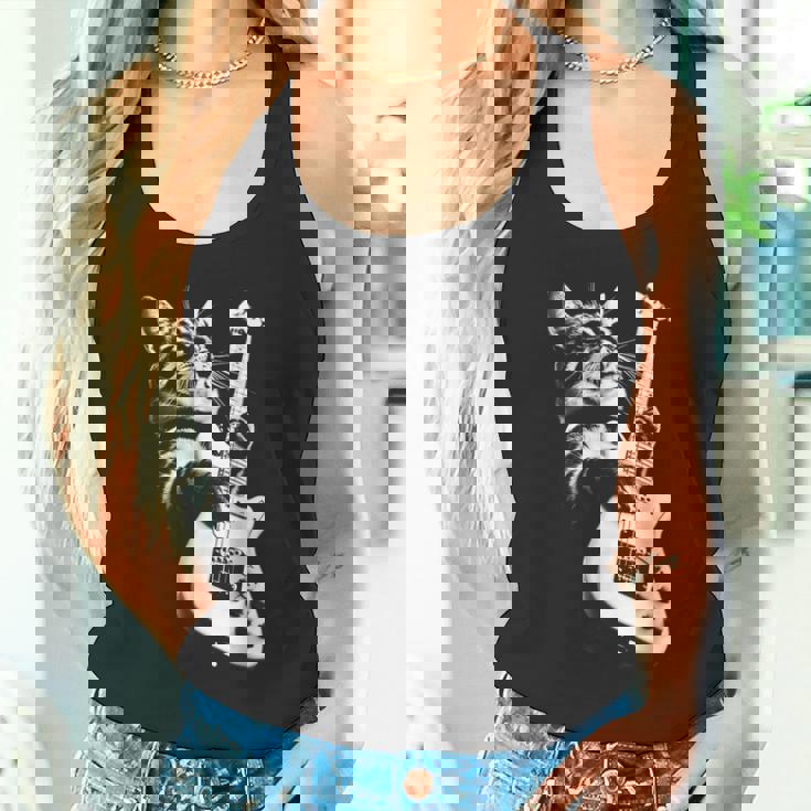 ギターを弾くロック猫 面白いギター猫 タンクトップ