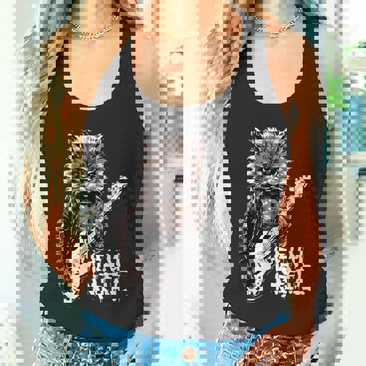 ギターを弾く猫 ヘヴィメタル ロックキャット おもしろギタリスト タンクトップ