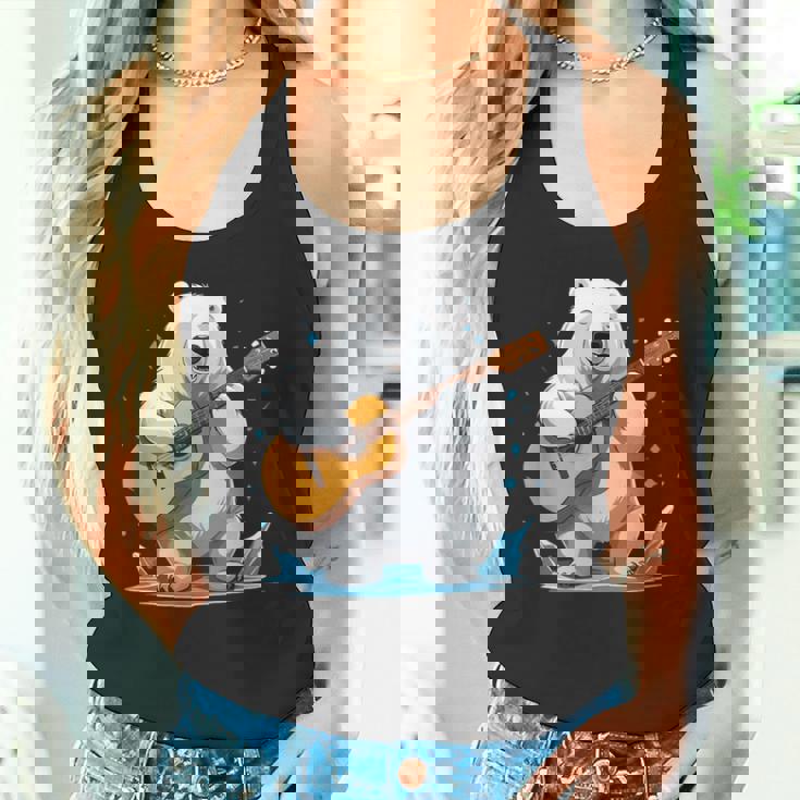 クマがアコースティックギターを弾くクマのギタリスト タンクトップ