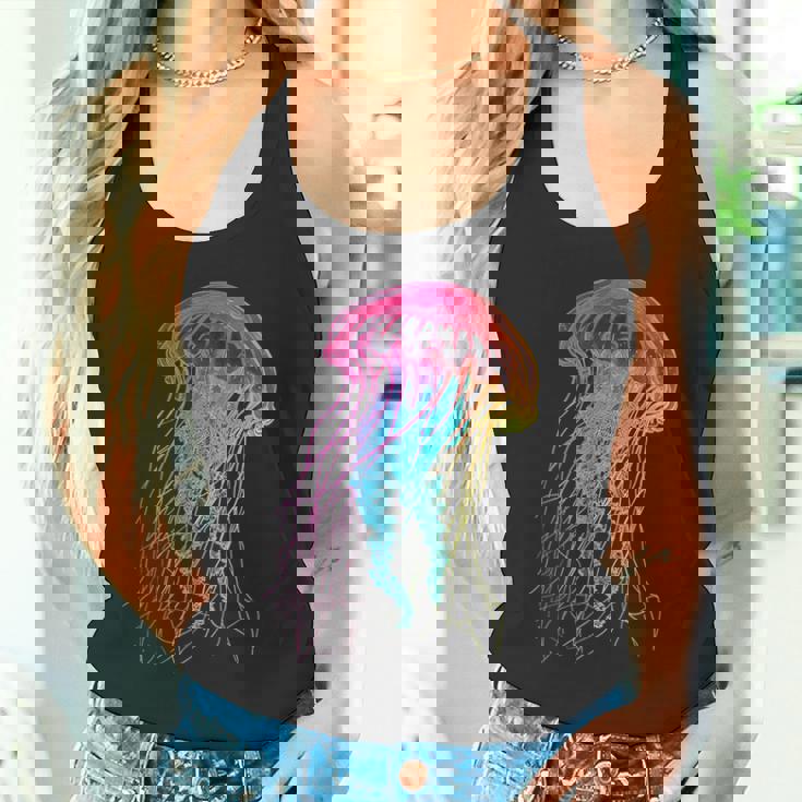 クラゲ カラフル ファンタジー 動物 アート グラフィック クラゲ タンクトップ