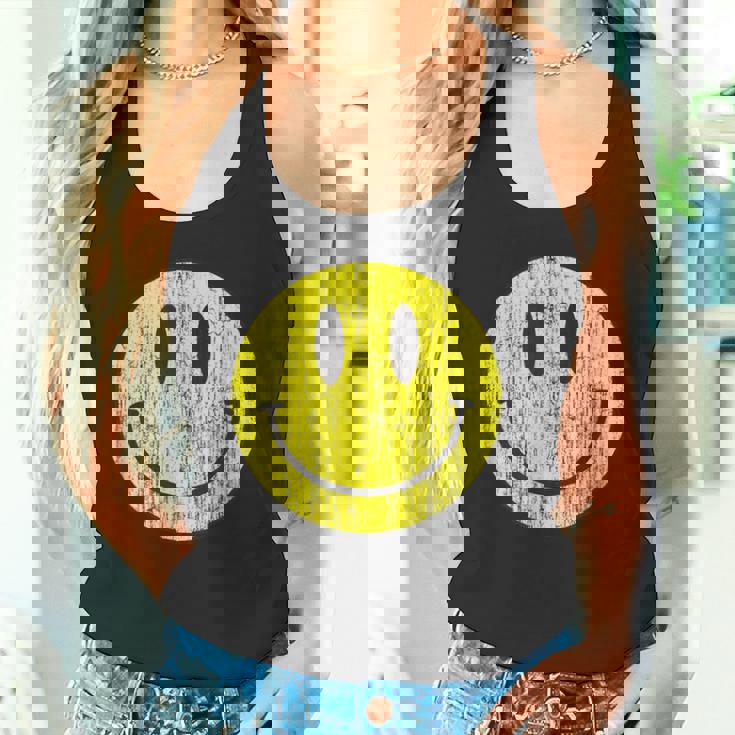 クラシック スマイリーシャツ アンティーク調 80年代風 アシッドハウス アイコン 顔文字 タンクトップ