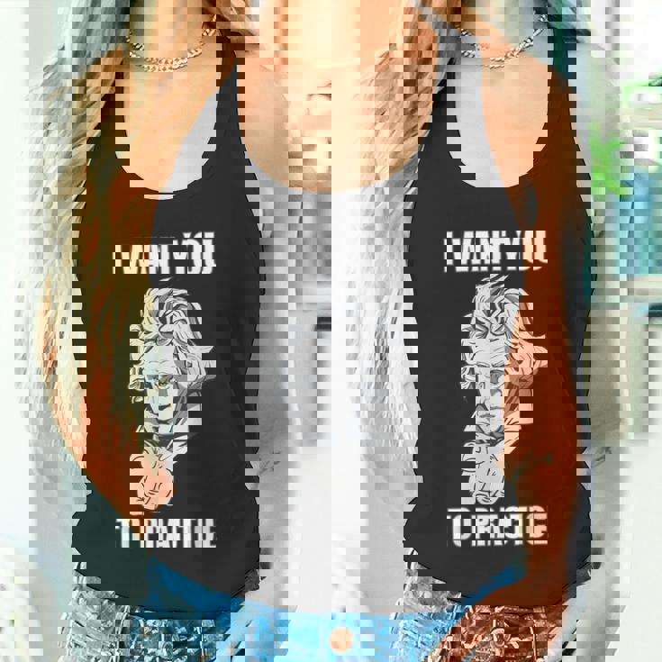 クラシック音楽 音楽家 ベートーヴェン ヴァイオリン ピアノ チェロ 練習 音楽好き おもしろ デザイン タンクトップ