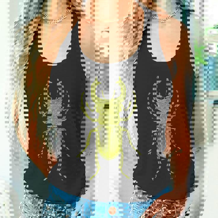 クワガタ愛好家のためのクールなクワガタやカブトムシのアートを使ったヴィンテージ昆虫学 タンクトップ