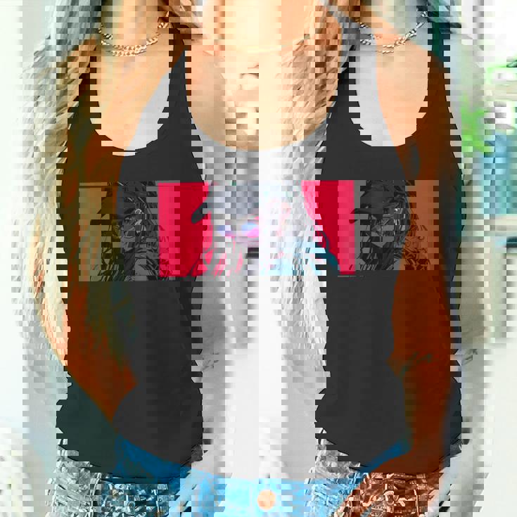 クールでかわいいアニメガールカラフルなデザインサングラス付き タンクトップ