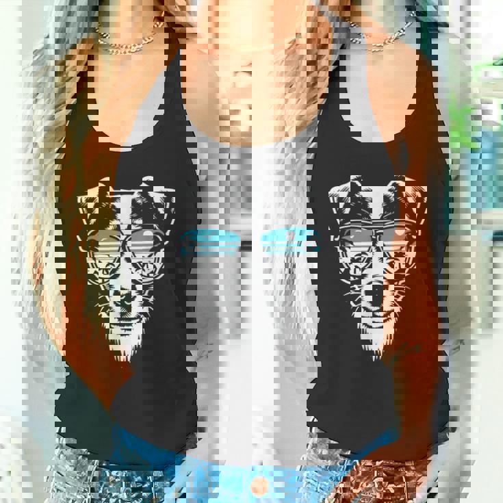 クールなジャック ラッセル テリア犬サングラス グラフィック デザイン タンクトップ