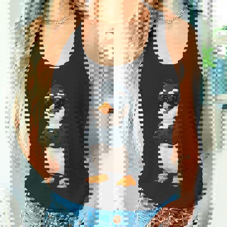 クールなペンギン漫画面白い動物サングラス付き タンクトップ