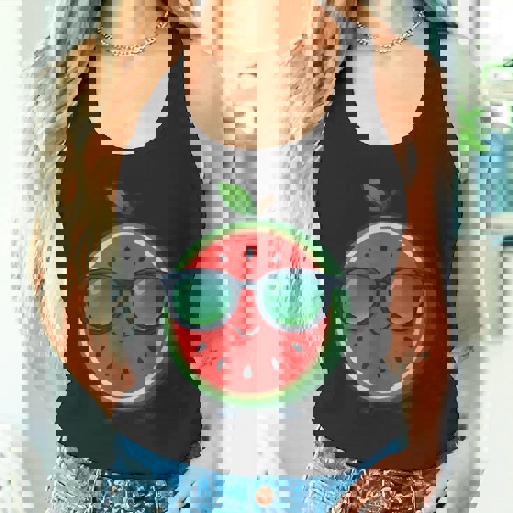 クールな漫画スイカサングラス付き タンクトップ