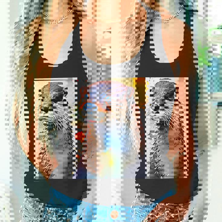 コツメカワウソ【どうぶつフレンズ】水彩画 動物 かわいい おしゃれ イラスト タンクトップ