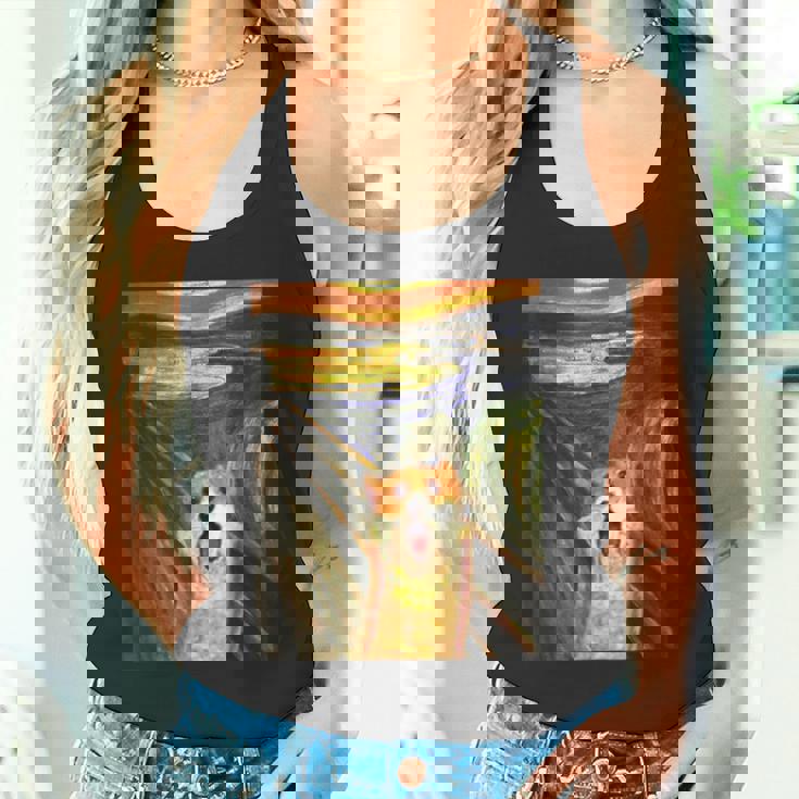 コーギー 面白いtシャツ 犬 ムンクの叫び かわいい メンズ 子供 おもしろ 服 ネタ わんこ タンクトップ