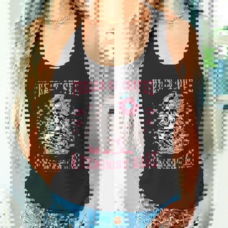 コーヒーフェミニストの怒りに支えられたスケルトンフェミニスト フェミニズム タンクトップ