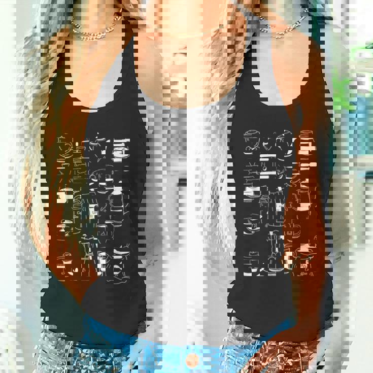 コーヒー柄 カフェイン エスプレッソ カプチーノ カフェインレス カフェ タンクトップ