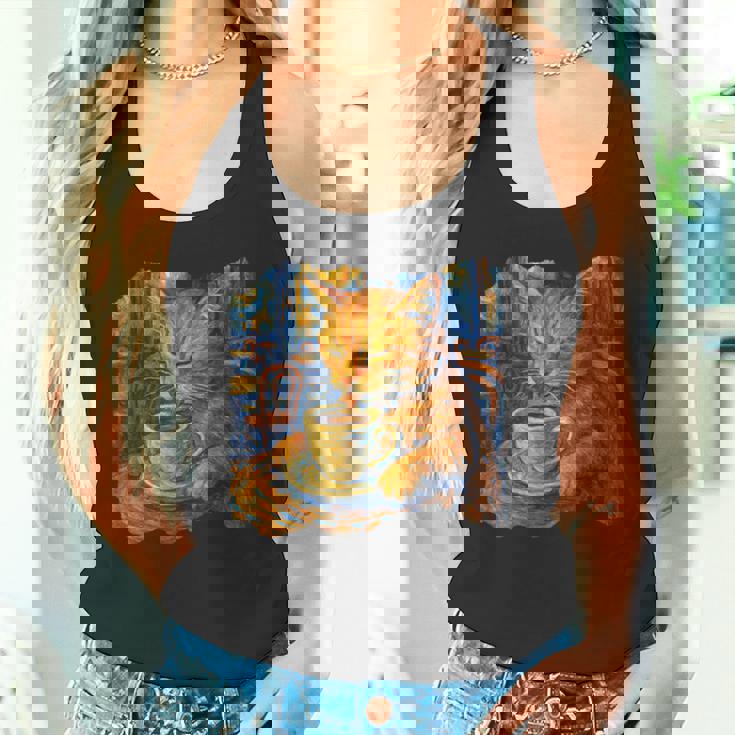 ゴッホ 猫 絵画 面白い 芸術的 猫 コーヒー愛好家 タンクトップ