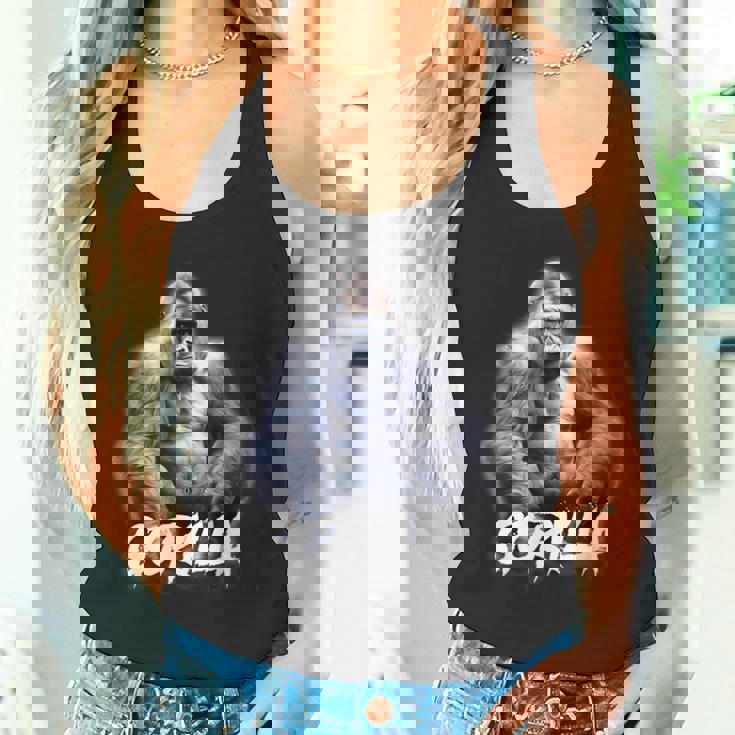 ゴリラ×シルバーバックゴリラ霊長類 タンクトップ