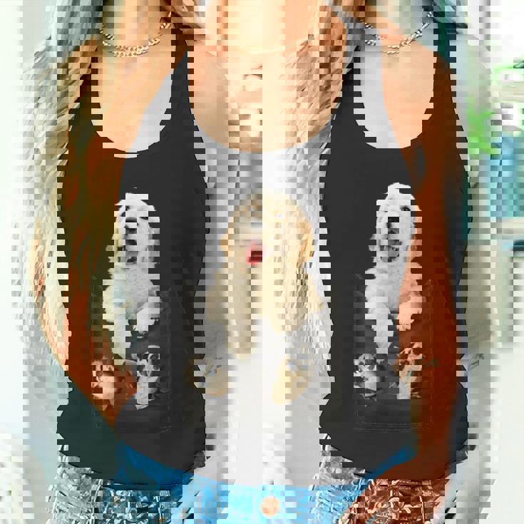 ゴールデンレトリバー ポケットに入った子犬 タンクトップ