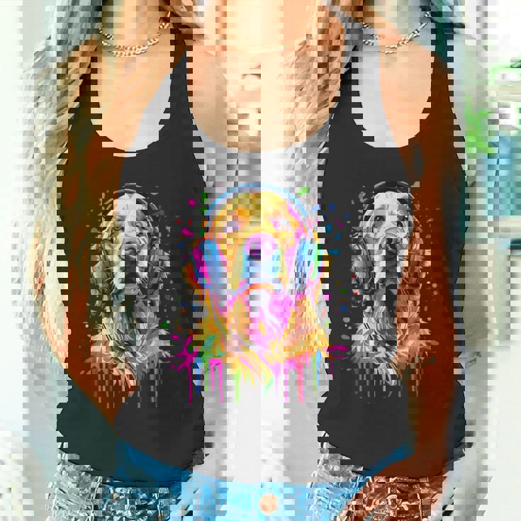 ゴールデンレトリバー 恋人 ポップアートカラー ファニー ゴールデンレトリバー タンクトップ