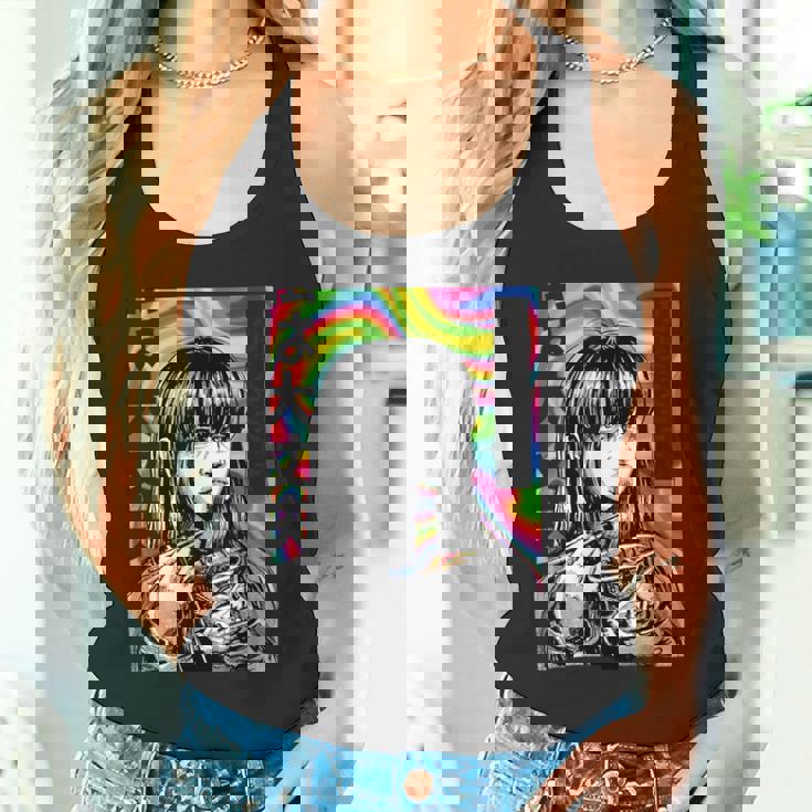 サイケデリック・ラーメン・アニメ・ガール マンガ・インスタント・ヌードル・ガール タンクトップ