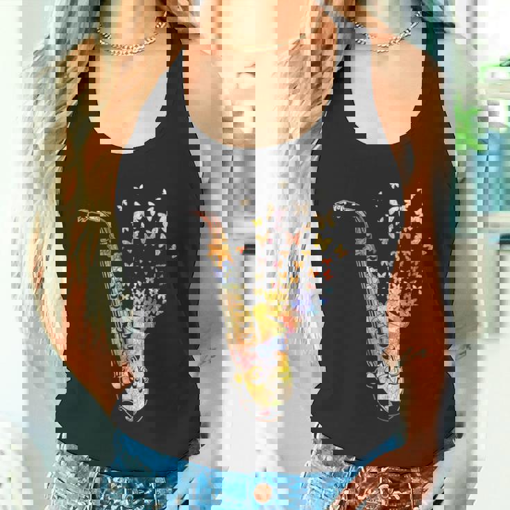 サクソフォニスト コロラド 蝶 音符 ジャズサックス タンクトップ