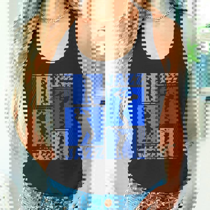 サクソフォーン奏者ジャズミュージシャンブルーミュージック タンクトップ