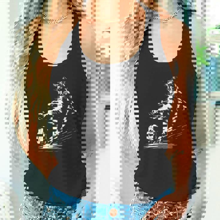 サッカーボール グラフィック 猫 スポーツ コスチューム ギフト タンクトップ