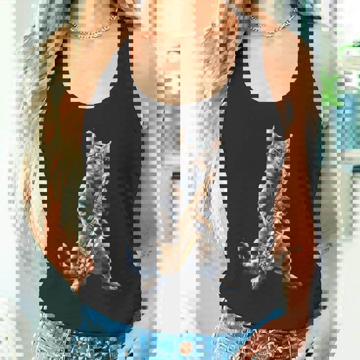 サックスを演奏する面白い猫 ジャズ サックス ミュージシャン サクソフォニスト タンクトップ