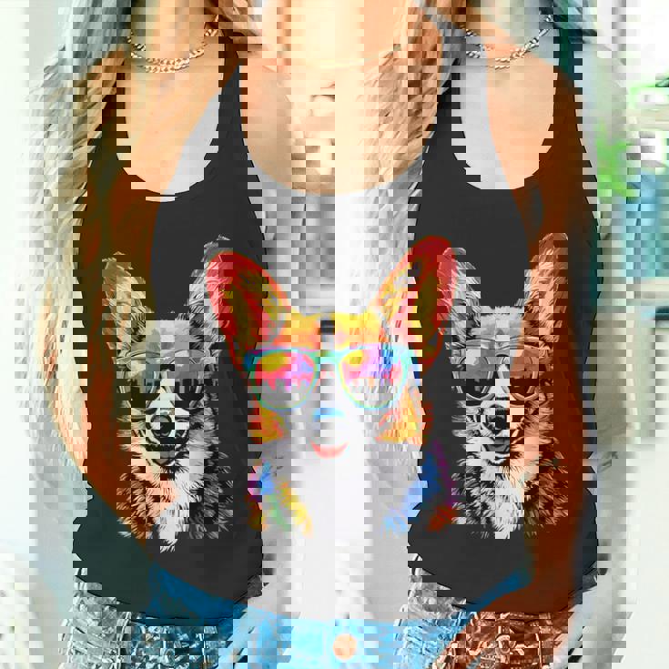 サングラスとコーギー ウェルシュ・コーギー犬 甘いウェルシュ・コーギー タンクトップ