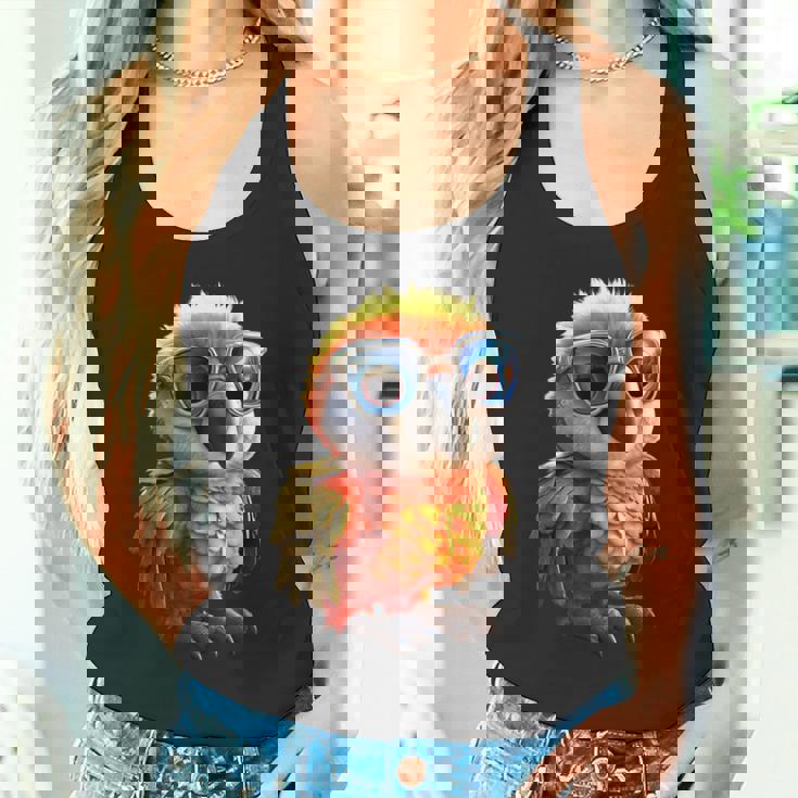 サングラスをかけたインコ コンゴウインコ オカメインコ かわいいインコ タンクトップ