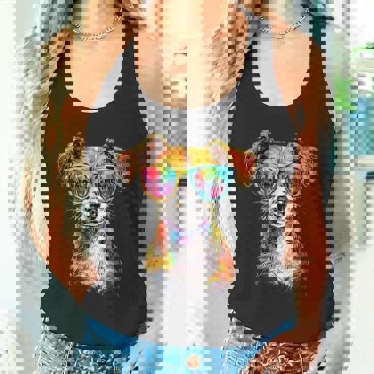 サングラスをかけたジャック・ラッセル・テリア ジャック・ラッセル愛好家 タンクトップ