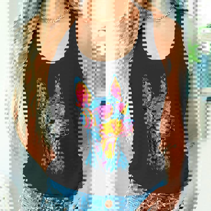 サングラスをかけたドーベルマン 犬のモチーフ 誇り高いドーベルマン タンクトップ