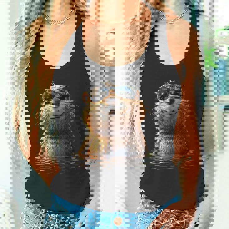 サングラスをかけたビーバー げっ歯類が大好き かわいいビーバー タンクトップ