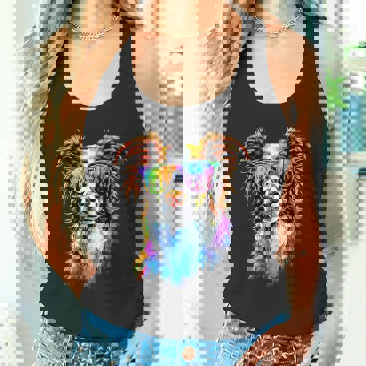 サングラスをかけたボーダーコリー 子犬 かわいいボーダーコリー タンクトップ