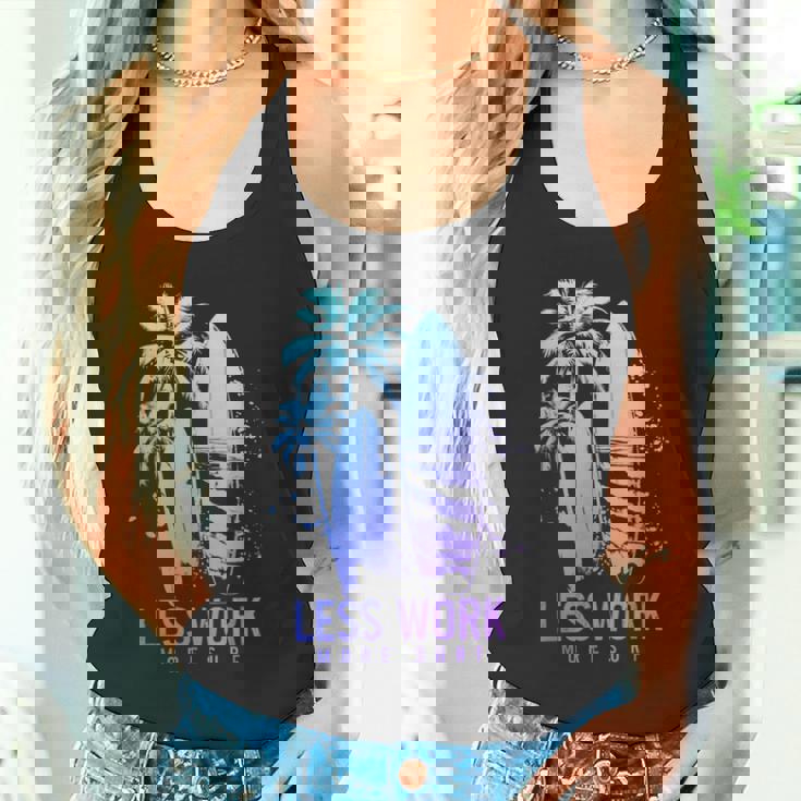 サーフィン ヴィンテージ サーフボード ヤシの木 ビーチ 面白い サーファー タンクトップ