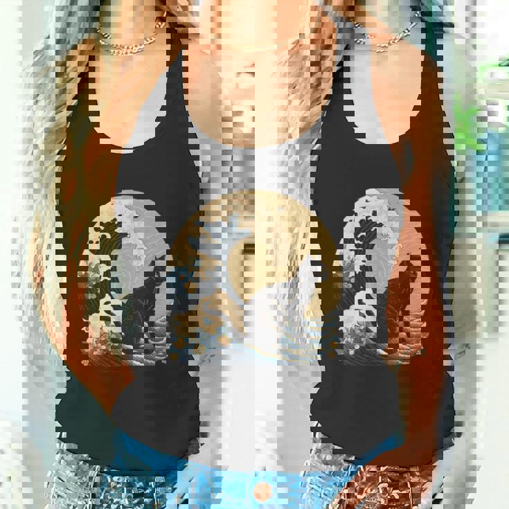 シュールレアリズム 日本画 黒猫 タンクトップ