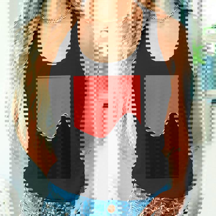 ジオメトリック ツートーン ウェーブ パターン カーミン ピンクとブラック タンクトップ