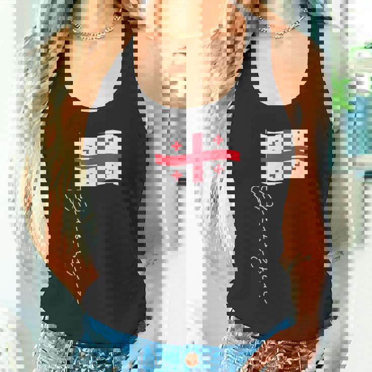 ジョージア シグネチャー フラッグ ポール エレガント 愛国的 ジョージア国旗 タンクトップ