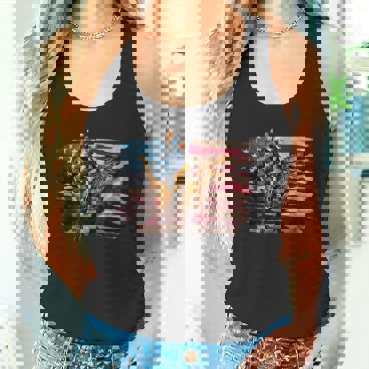 ジョージ・ワシントン ライディング A ダイナソー 面白い 4Th Of July デザイン タンクトップ