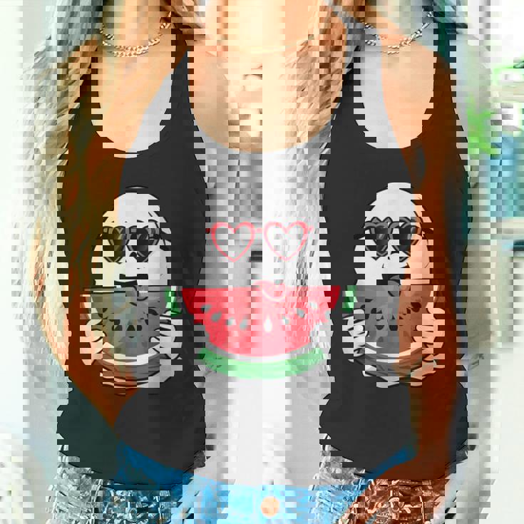 スイカを食べるかわいい幽霊 サマーウィーン ハロウィンコスチューム タンクトップ