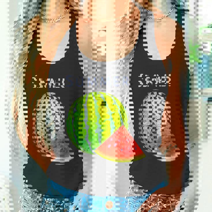 スイカ・夏【 サマータイム 】リゾート・夏 大好き／面白 イラスト タンクトップ