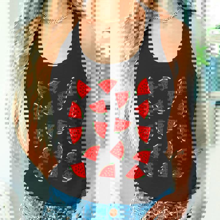 スイカ柄 夏 フルーツ 恋人 フルーツ スライス 種 タンクトップ