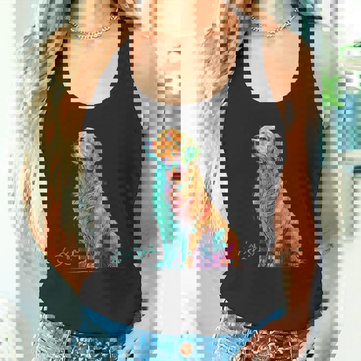 スウォッシュを持つゴールデンレトリバー、ゴールデンレトリバードッグ タンクトップ