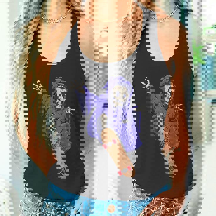 スケボーに乗る骸骨 スケーター ハロウィン タンクトップ