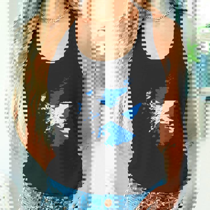 スコットランドの地図と旗の胸のロゴ スコットランドのお土産 タンクトップ