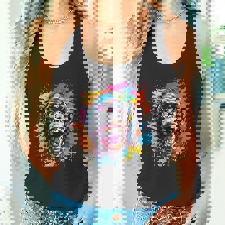 スプラッシュアート チンパンジー 野生動物 動物 好き カラフル タンクトップ